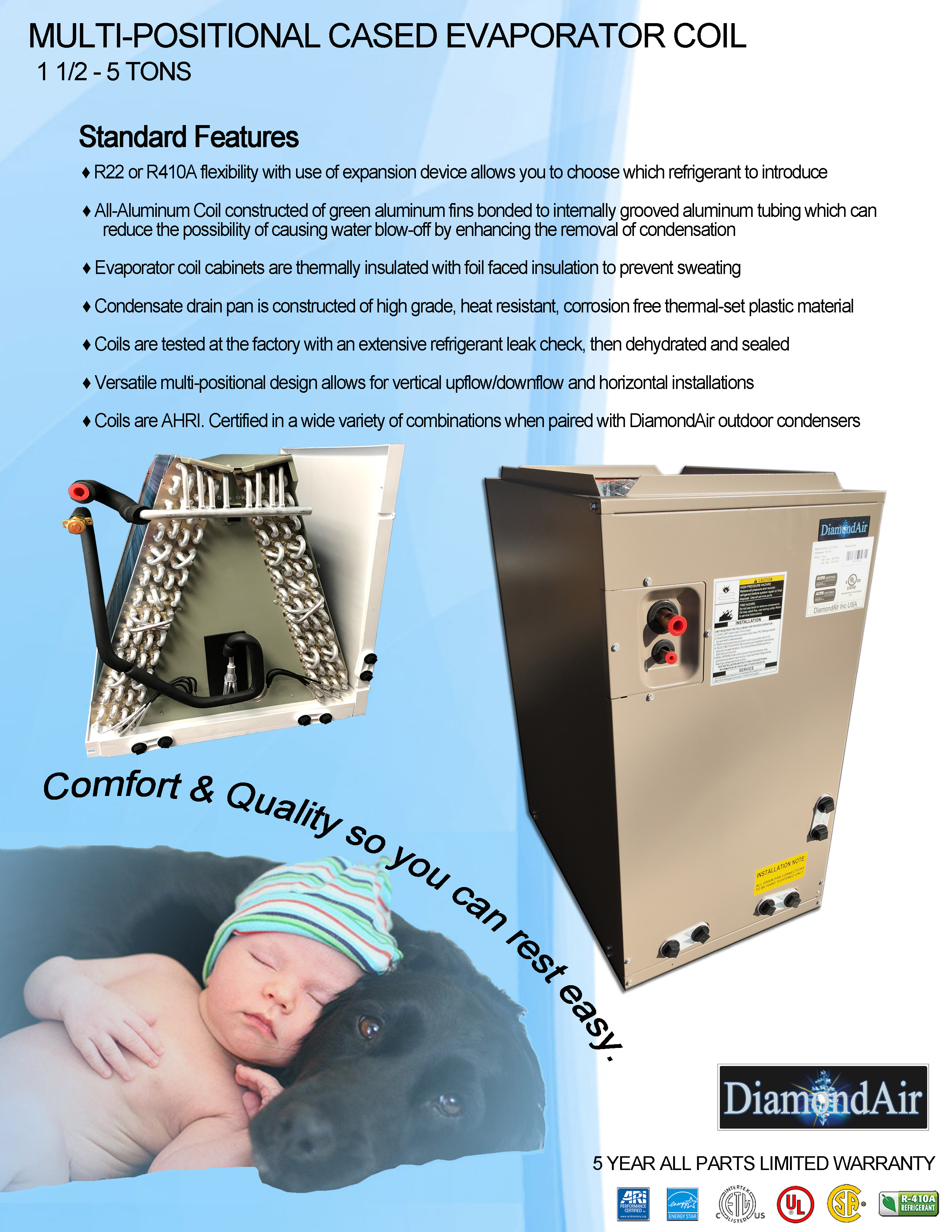 1.5 - 3 Ton DiamondAir Multi-Positional Cased Coil DCC1836ALA (T)